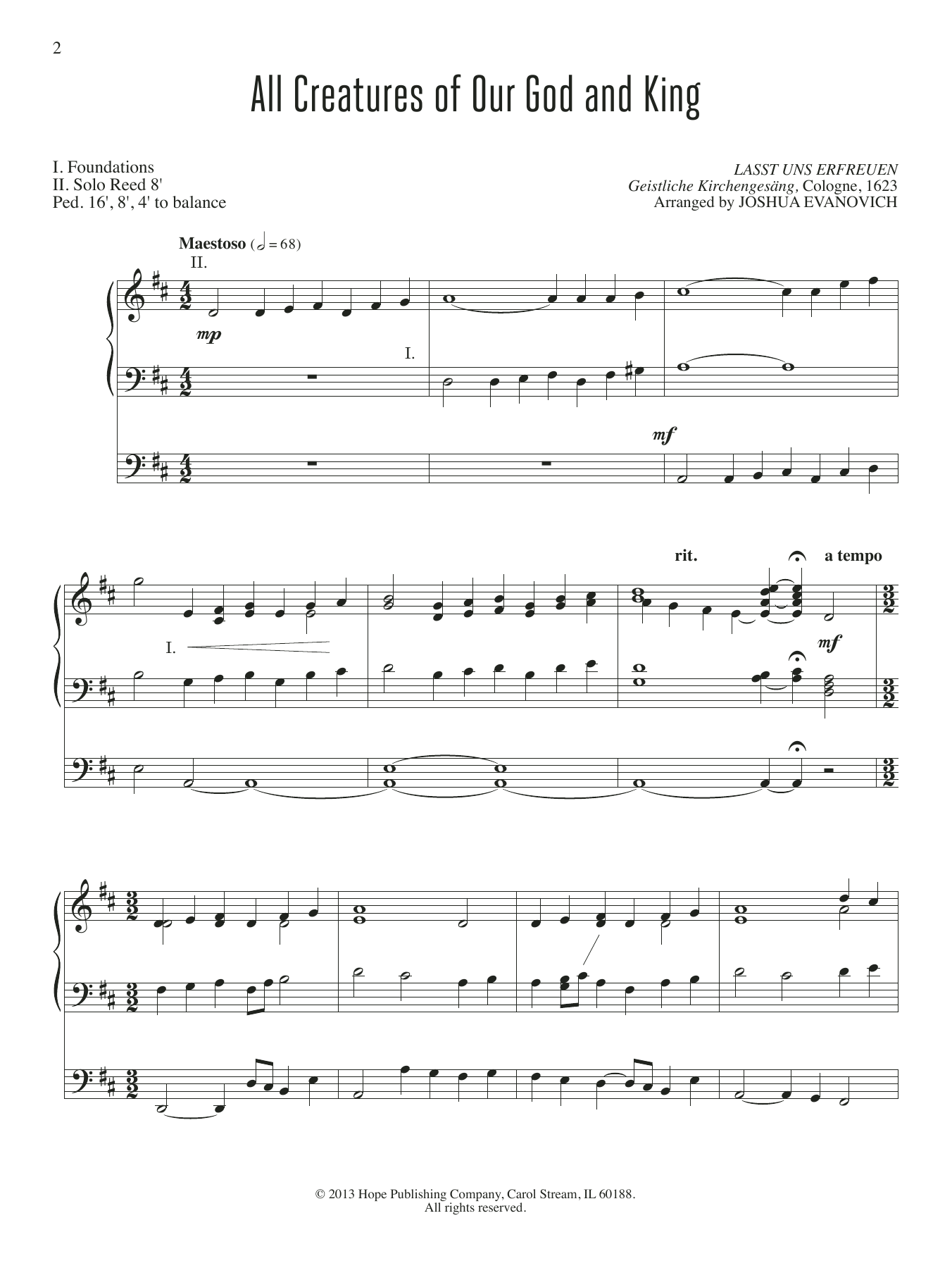 Download Joshua Evanovich All Creatures of Our God And King Sheet Music and learn how to play Organ PDF digital score in minutes