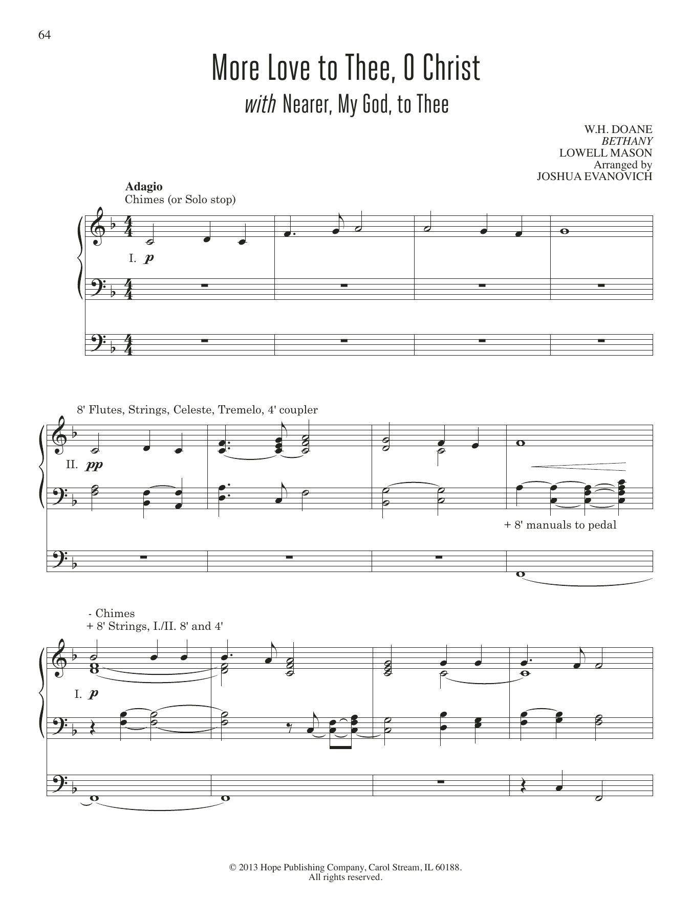 Download Joshua Evanovich More Love to Thee, O Christ with Nearer, My God, to Thee Sheet Music and learn how to play Organ PDF digital score in minutes