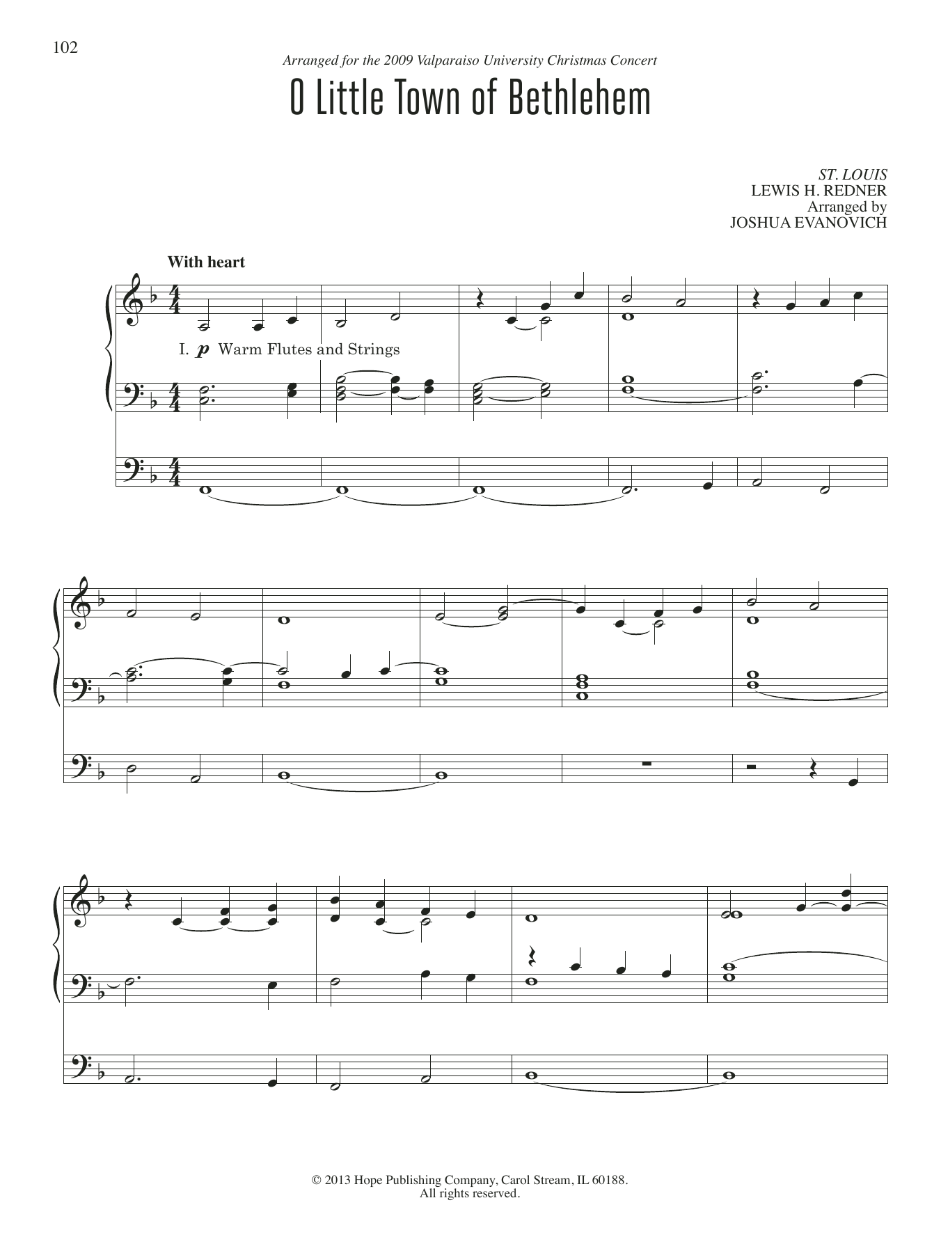Download Joshua Evanovich O Little Town of Bethlehem Sheet Music and learn how to play Organ PDF digital score in minutes
