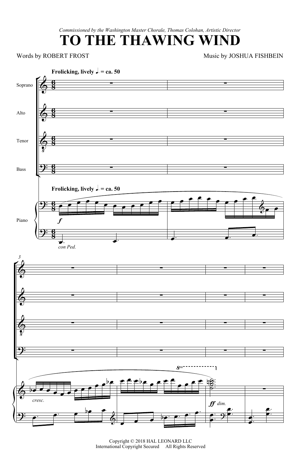 Download Joshua Fishbein To The Thawing Wind Sheet Music and learn how to play SATB Choir PDF digital score in minutes