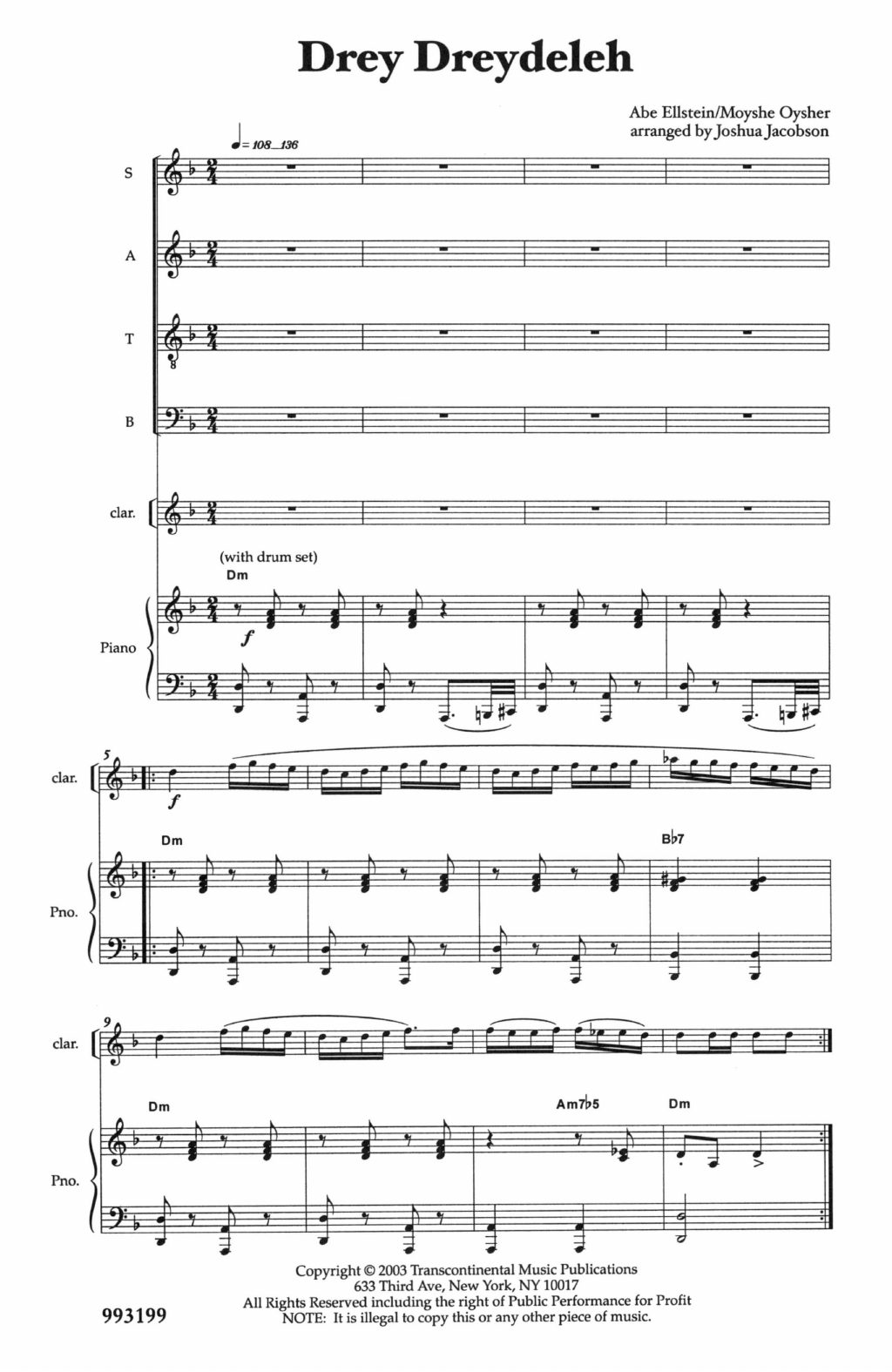 Download Joshua Jacobson Drey Dreydeleh (Spin, Little Dreydl) Sheet Music and learn how to play SATB Choir PDF digital score in minutes