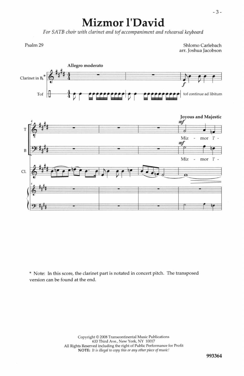 Download Joshua Jacobson Mizmor L'David (Psalm 29) Sheet Music and learn how to play SATB Choir PDF digital score in minutes