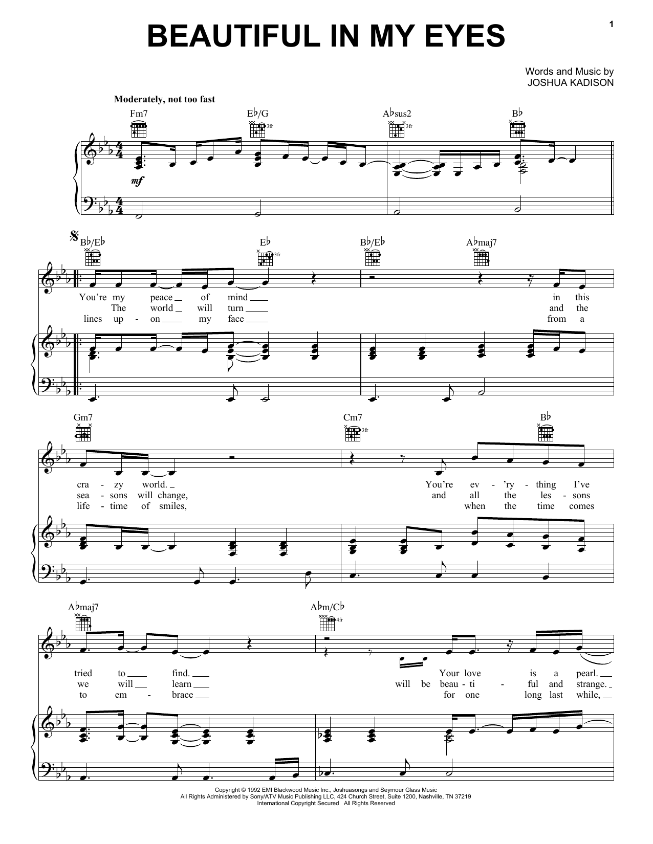 Download Joshua Kadison Beautiful In My Eyes Sheet Music and learn how to play Flute PDF digital score in minutes