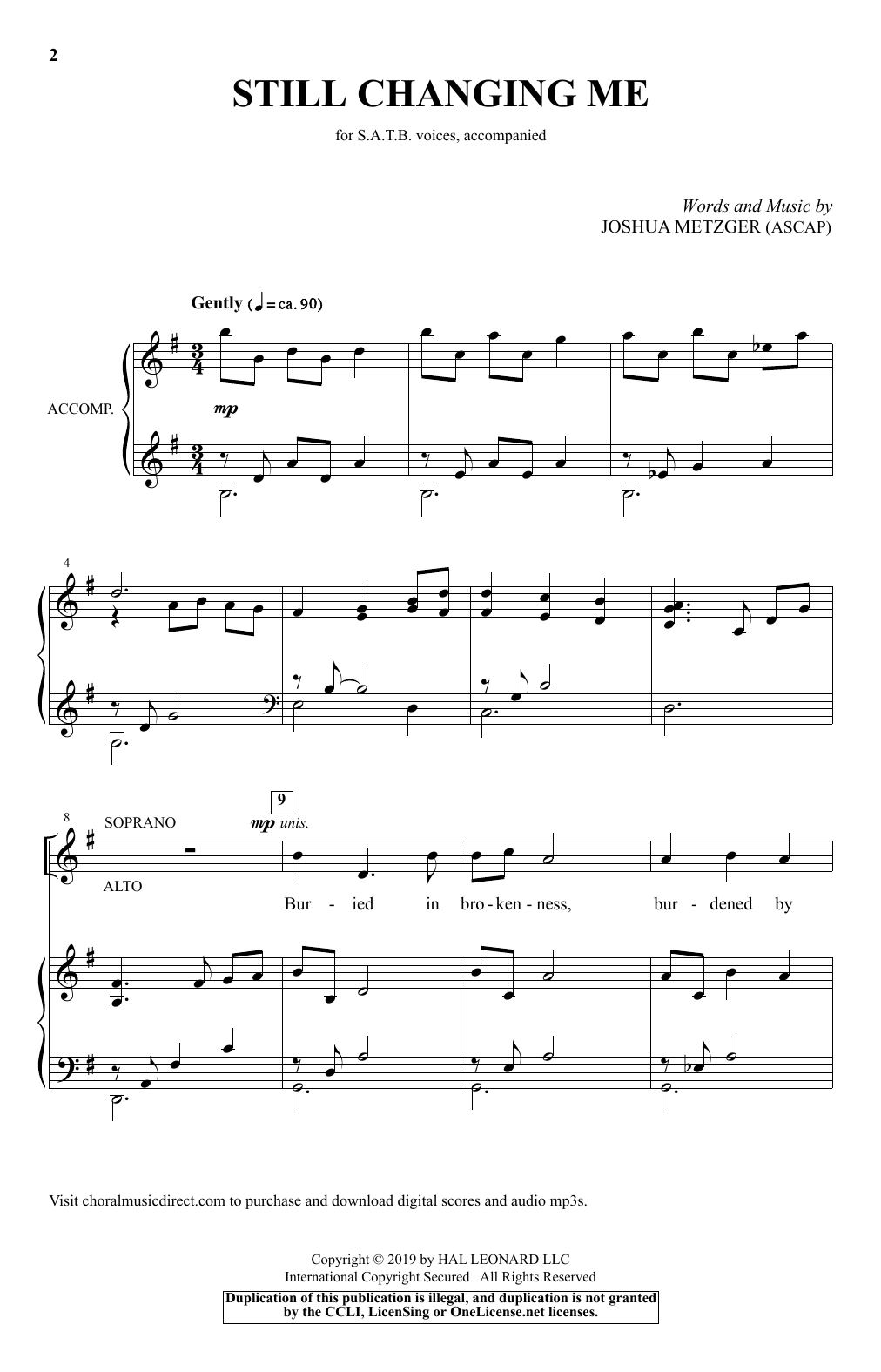 Download Joshua Metzger Still Changing Me Sheet Music and learn how to play SATB Choir PDF digital score in minutes