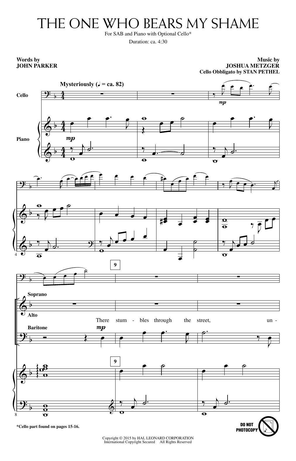 Download Joshua Metzger The One Who Bears My Shame Sheet Music and learn how to play SAB PDF digital score in minutes