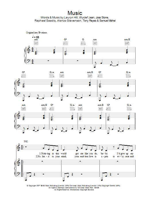 Download Joss Stone Music Sheet Music and learn how to play Piano, Vocal & Guitar PDF digital score in minutes