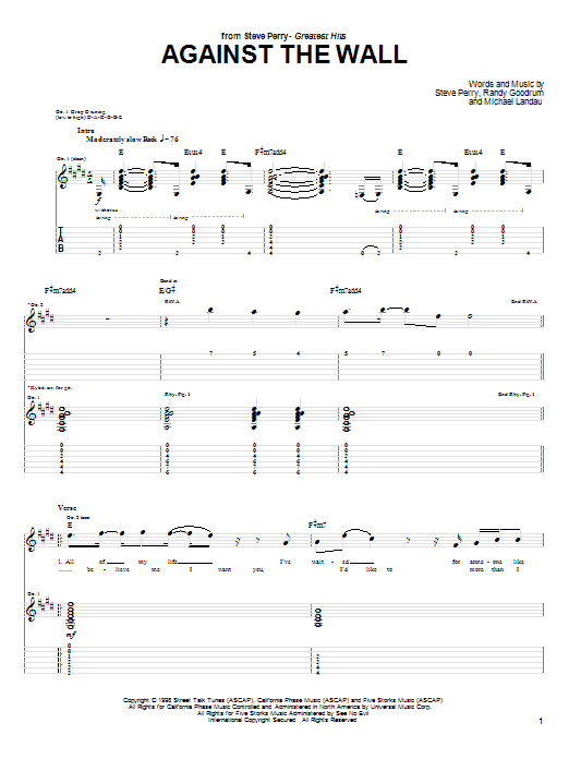Download Journey Against The Wall Sheet Music and learn how to play Guitar Tab PDF digital score in minutes