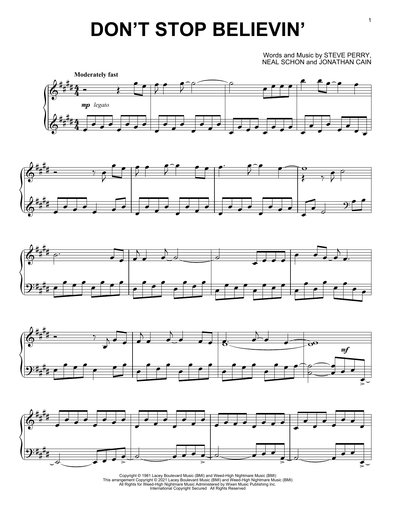Download Journey Don't Stop Believin' [Classical version] Sheet Music and learn how to play Piano Solo PDF digital score in minutes