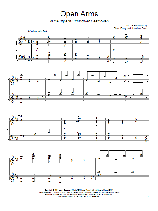 Download Journey Open Arms Sheet Music and learn how to play Piano PDF digital score in minutes