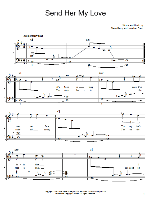 Download Journey Send Her My Love Sheet Music and learn how to play Easy Piano PDF digital score in minutes