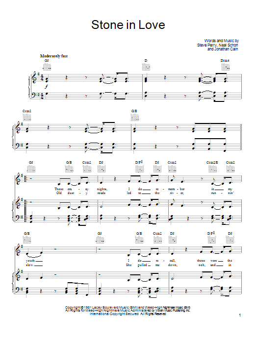 Download Journey Stone In Love Sheet Music and learn how to play Guitar Lead Sheet PDF digital score in minutes