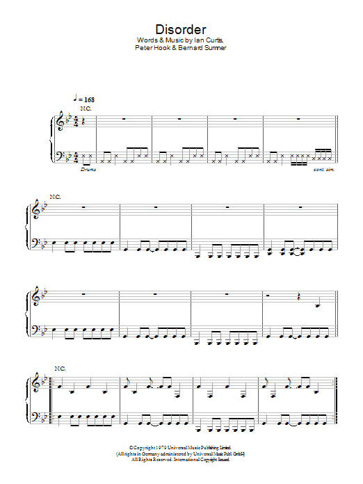 Download Joy Division Disorder Sheet Music and learn how to play Piano, Vocal & Guitar (Right-Hand Melody) PDF digital score in minutes