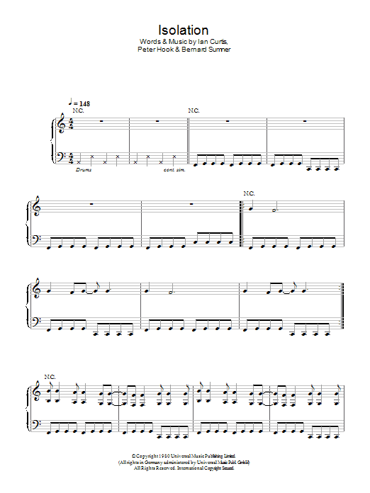 Download Joy Division Isolation Sheet Music and learn how to play Piano, Vocal & Guitar (Right-Hand Melody) PDF digital score in minutes