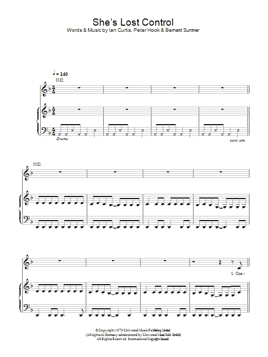 Download Joy Division She's Lost Control Sheet Music and learn how to play Piano, Vocal & Guitar (Right-Hand Melody) PDF digital score in minutes