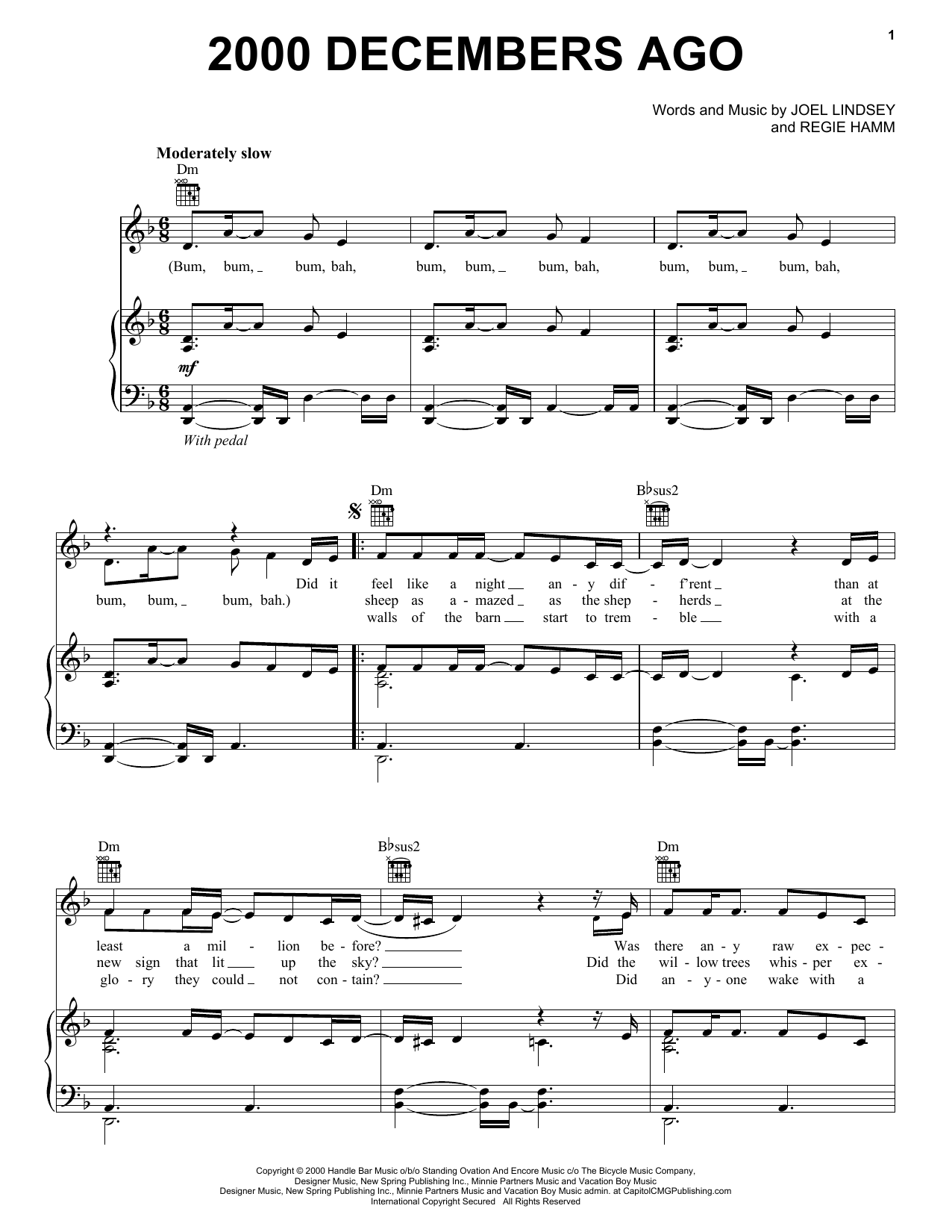 Download Joy Williams 2000 Decembers Ago Sheet Music and learn how to play Piano, Vocal & Guitar (Right-Hand Melody) PDF digital score in minutes