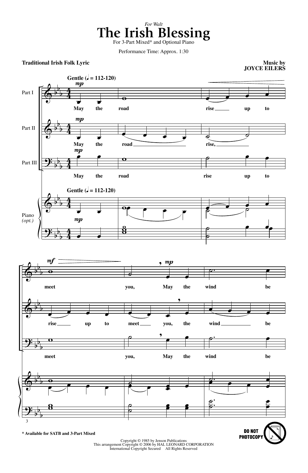 Download Joyce Eilers The Irish Blessing Sheet Music and learn how to play SATB Choir PDF digital score in minutes