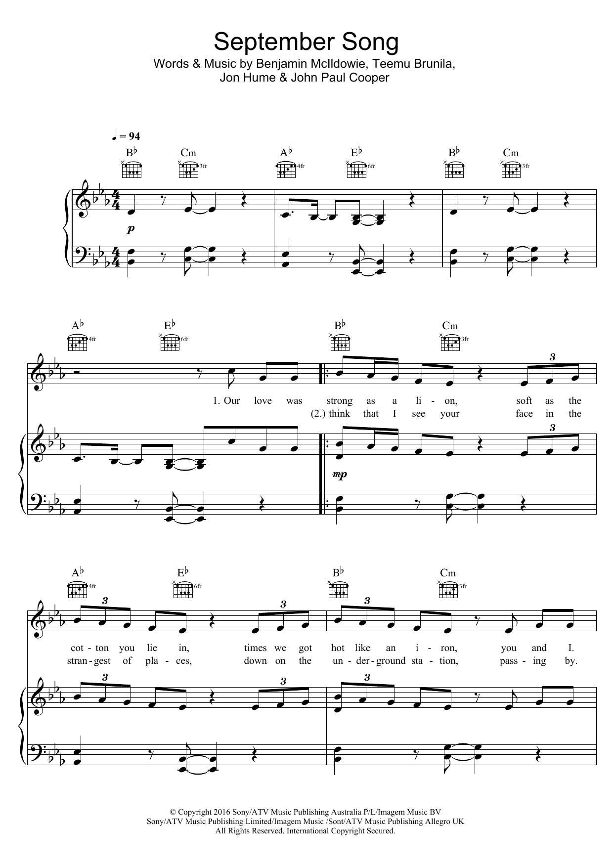 Download JP Cooper September Song Sheet Music and learn how to play Beginner Piano PDF digital score in minutes