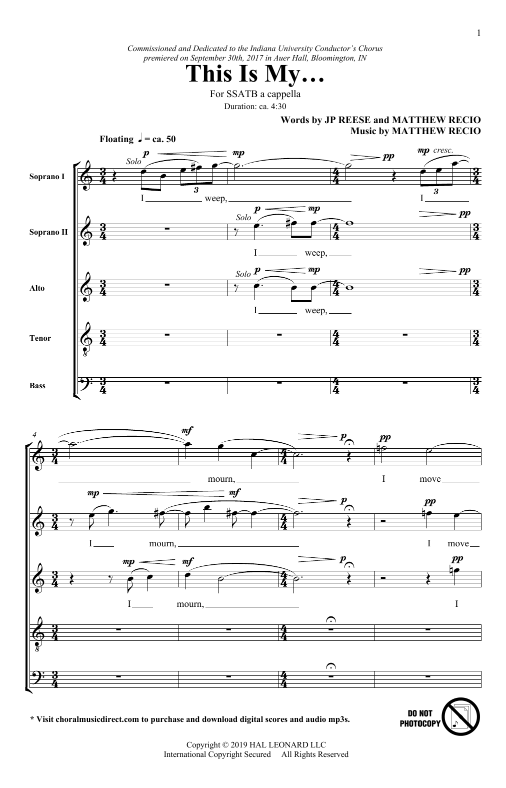 Download J.P. Reese and Matthew Recio This Is My... Sheet Music and learn how to play SATB Choir PDF digital score in minutes