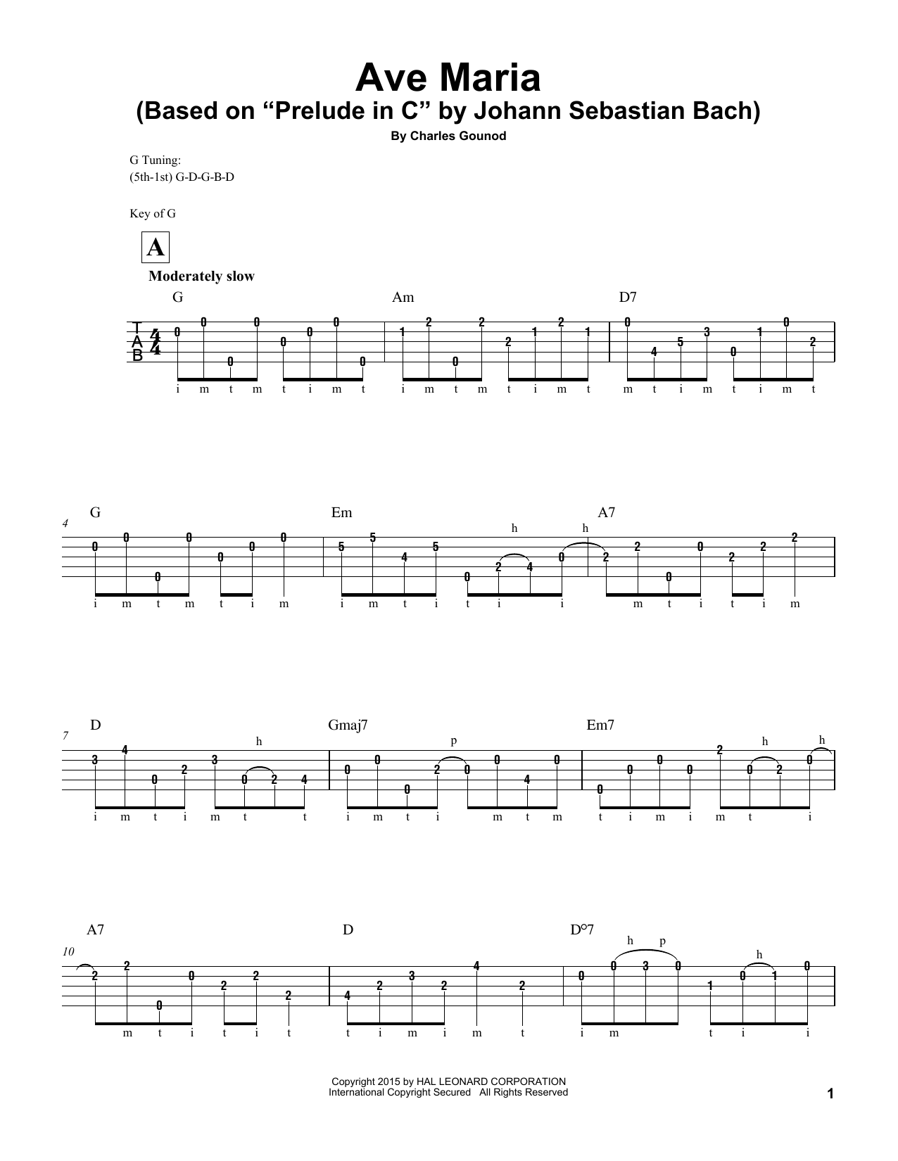 Download Johann Sebastian Bach Ave Maria Sheet Music and learn how to play Banjo PDF digital score in minutes