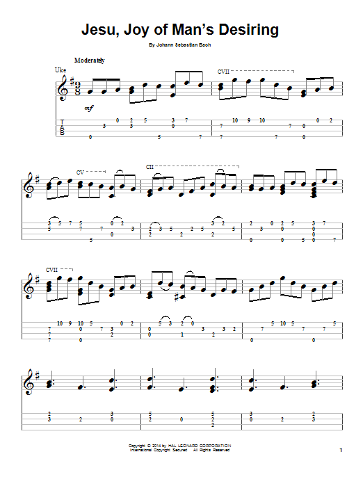 Download J.S. Bach Jesu, Joy Of Man's Desiring Sheet Music and learn how to play Ukulele PDF digital score in minutes