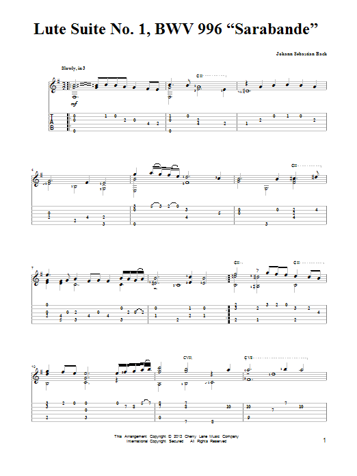 Download J.S. Bach Lute Suite No. 1, BWV 996 