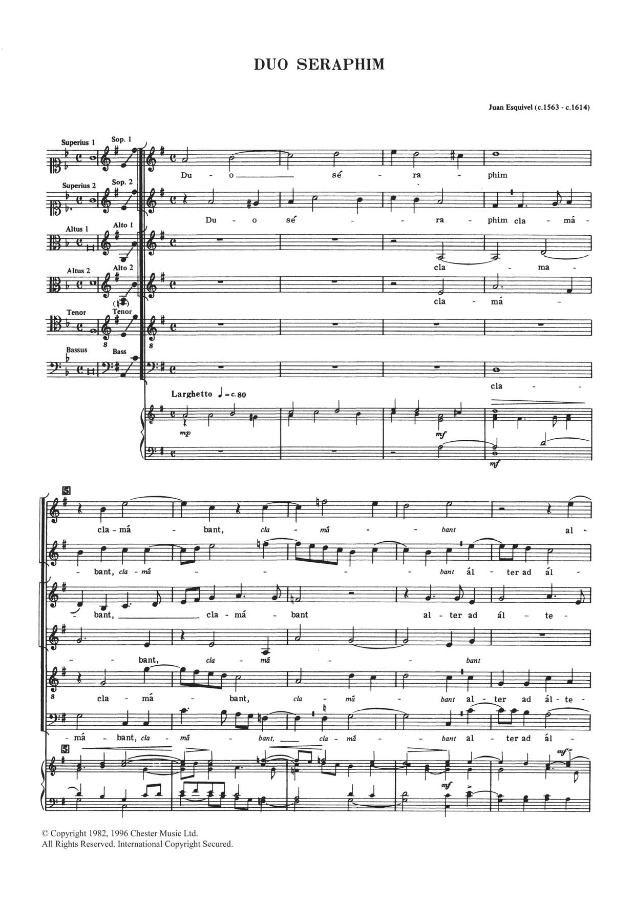 Download Juan Esquivel Duo Seraphim Sheet Music and learn how to play Choral SAATB PDF digital score in minutes