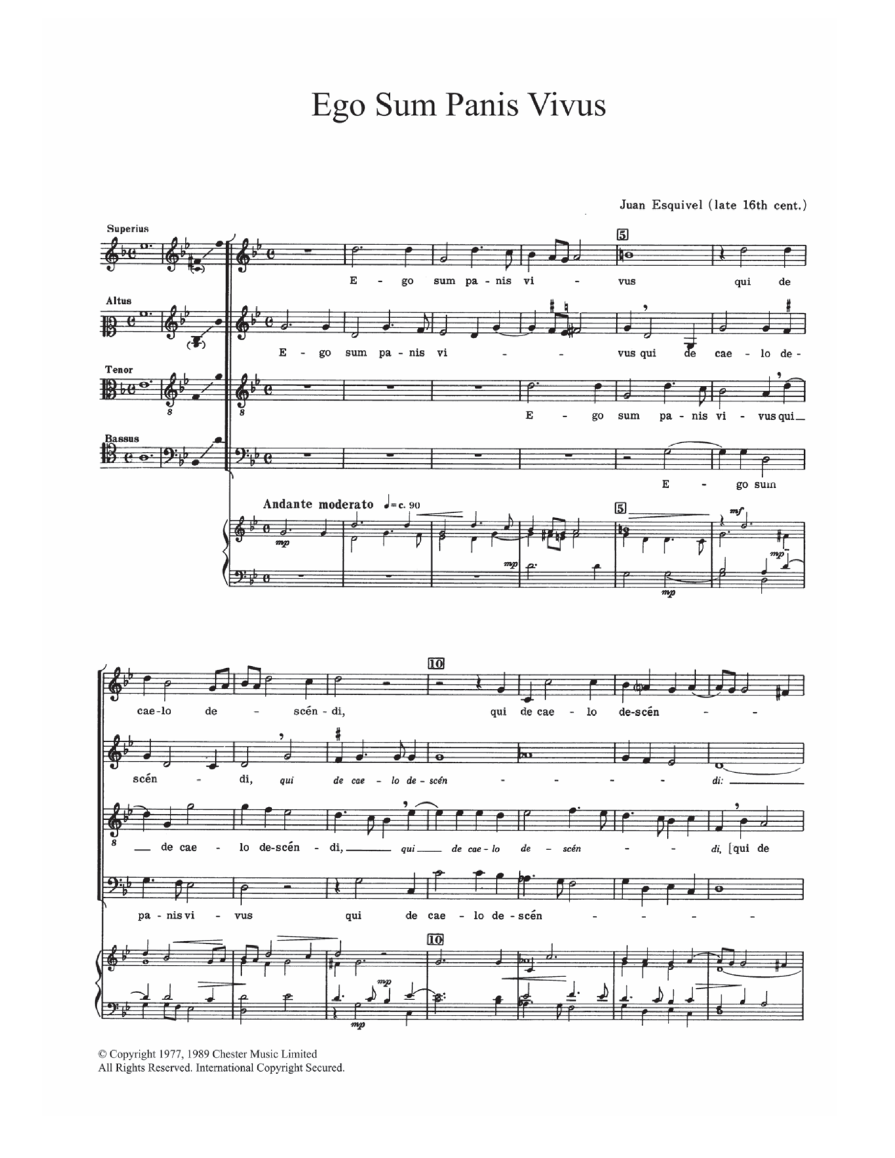 Download Juan Esquivel Ego Sum Panis Vivus Sheet Music and learn how to play SATB PDF digital score in minutes