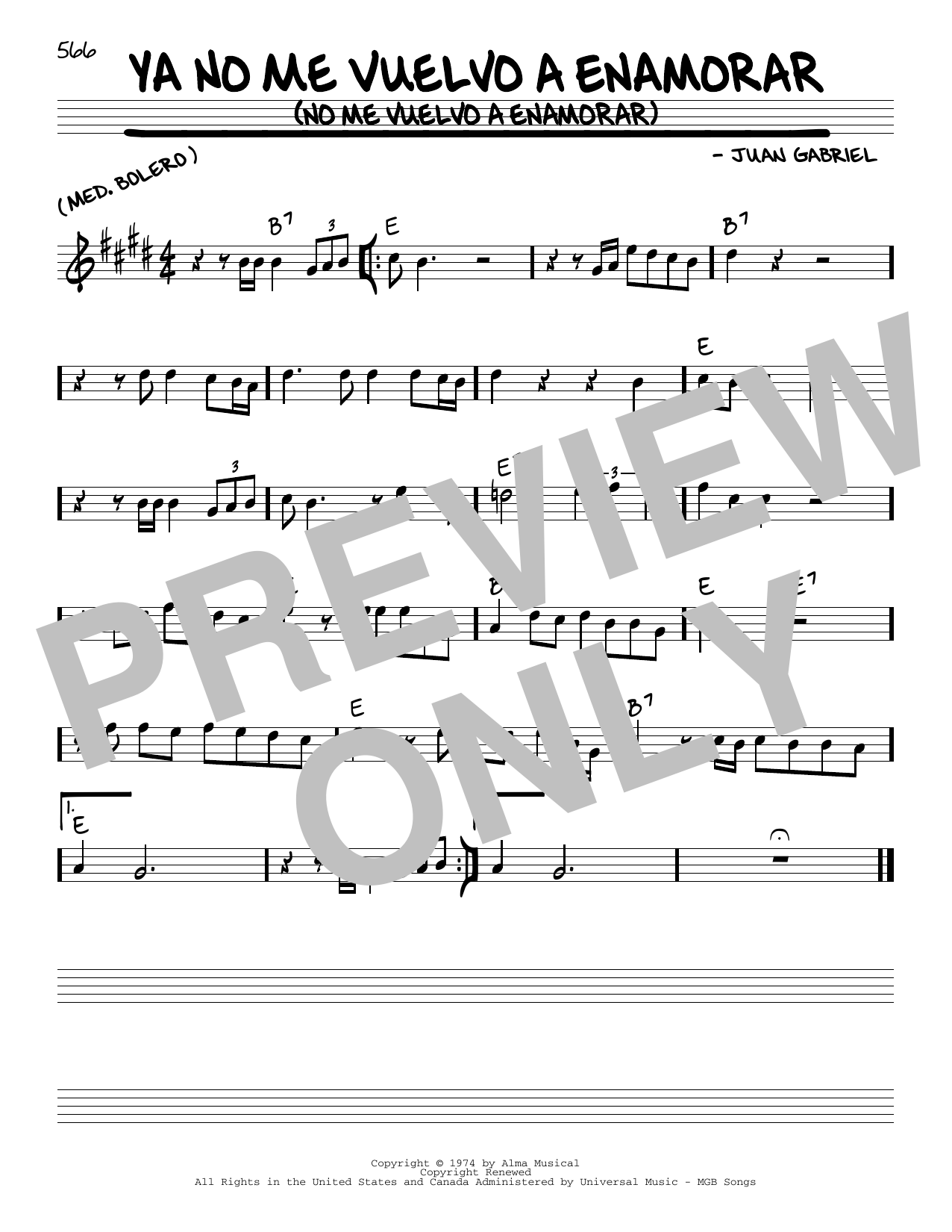 Download Juan Gabriel Ya no me vuelvo a enamorar (No me vuelvo a enamorar) Sheet Music and learn how to play Real Book – Melody & Chords PDF digital score in minutes