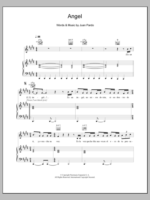 Download Juan Pardo Angel Sheet Music and learn how to play Piano, Vocal & Guitar PDF digital score in minutes