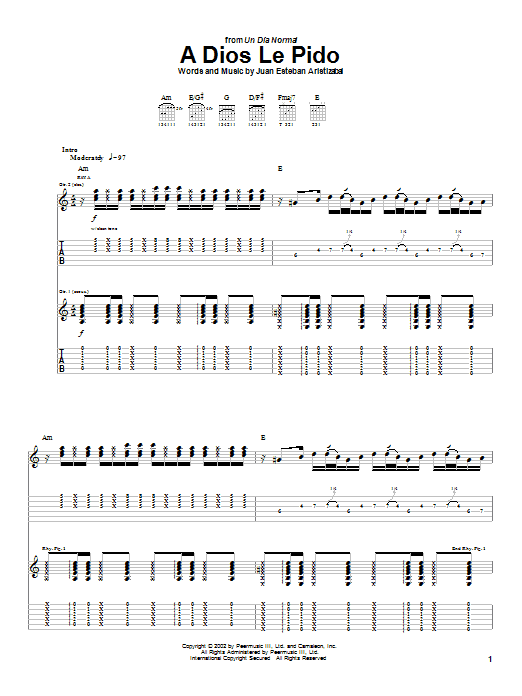 Download Juanes A Dios Le Pido Sheet Music and learn how to play Real Book – Melody & Chords PDF digital score in minutes