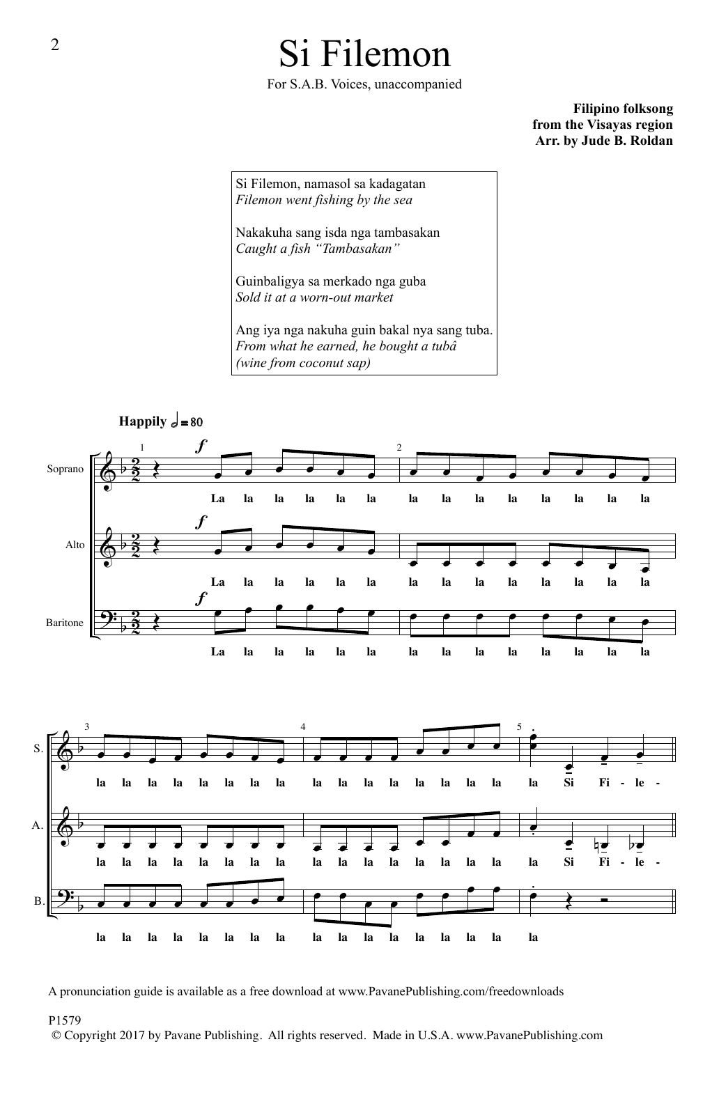 Download Jude B. Roldan Si Filemon Sheet Music and learn how to play SAB Choir PDF digital score in minutes