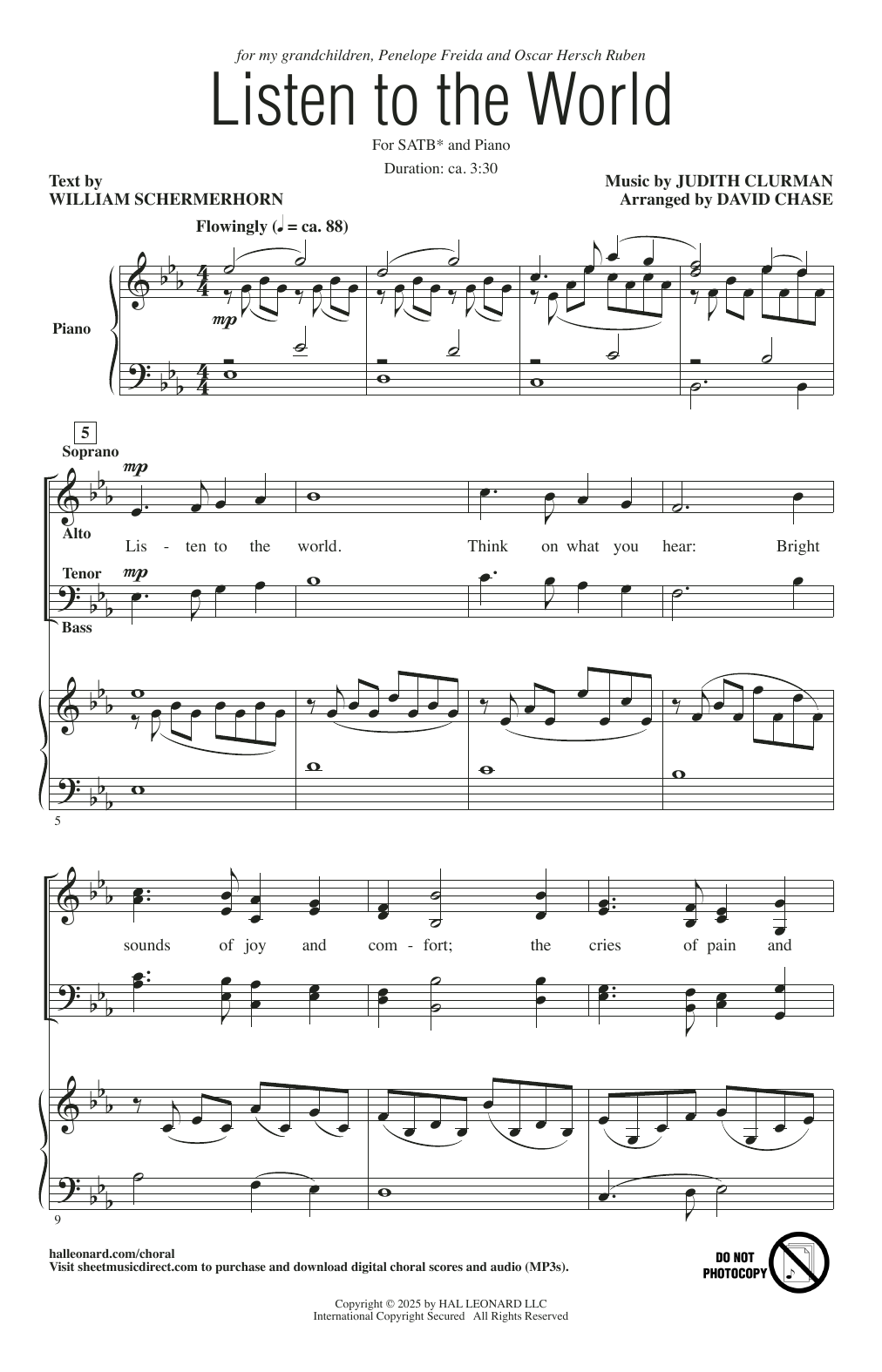 Download Judith Clurman Listen To The World Sheet Music and learn how to play SATB Choir PDF digital score in minutes