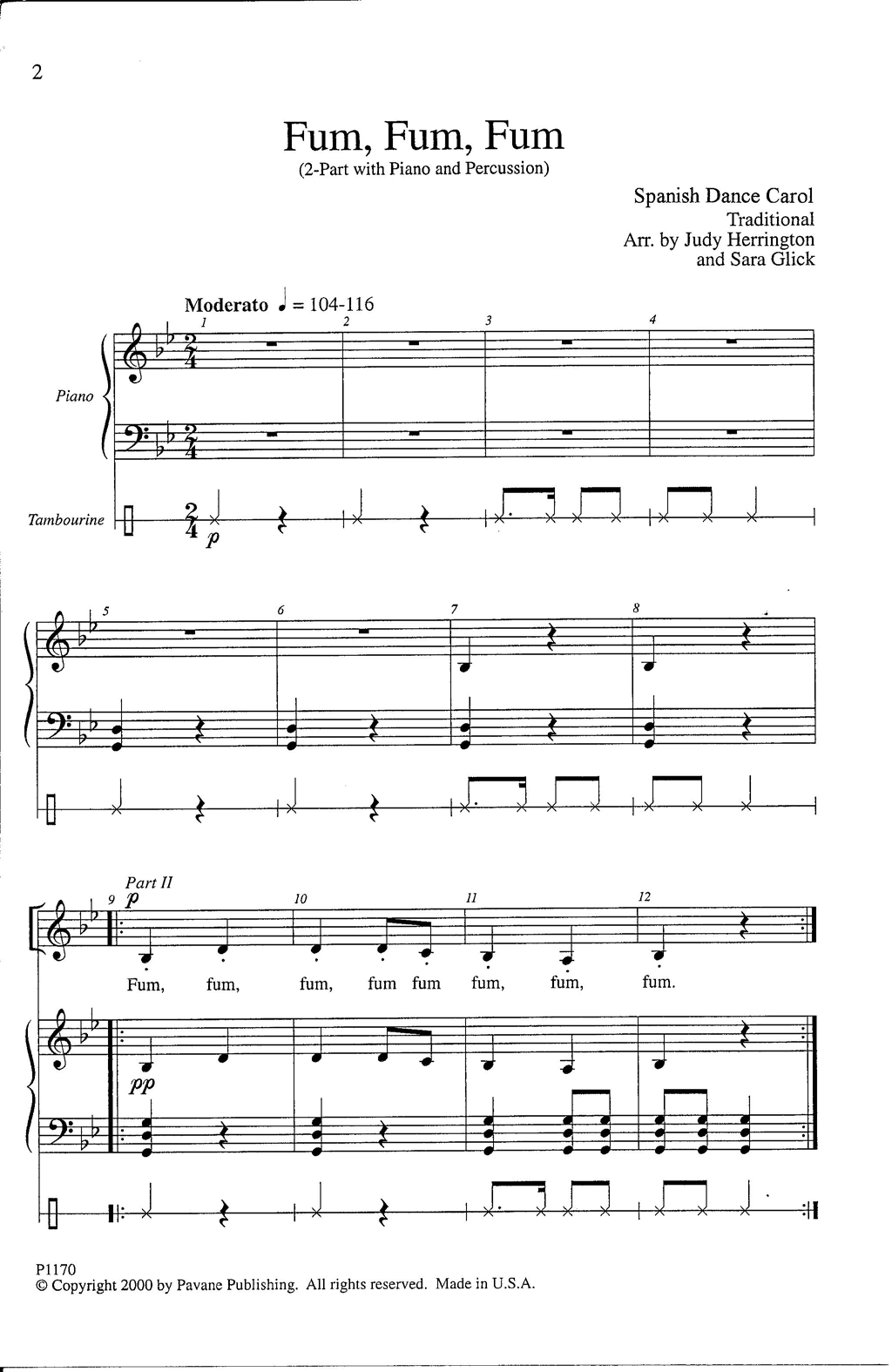 Download Judith Herrington and Sara Glick Fum, Fum, Fum Sheet Music and learn how to play 2-Part Choir PDF digital score in minutes
