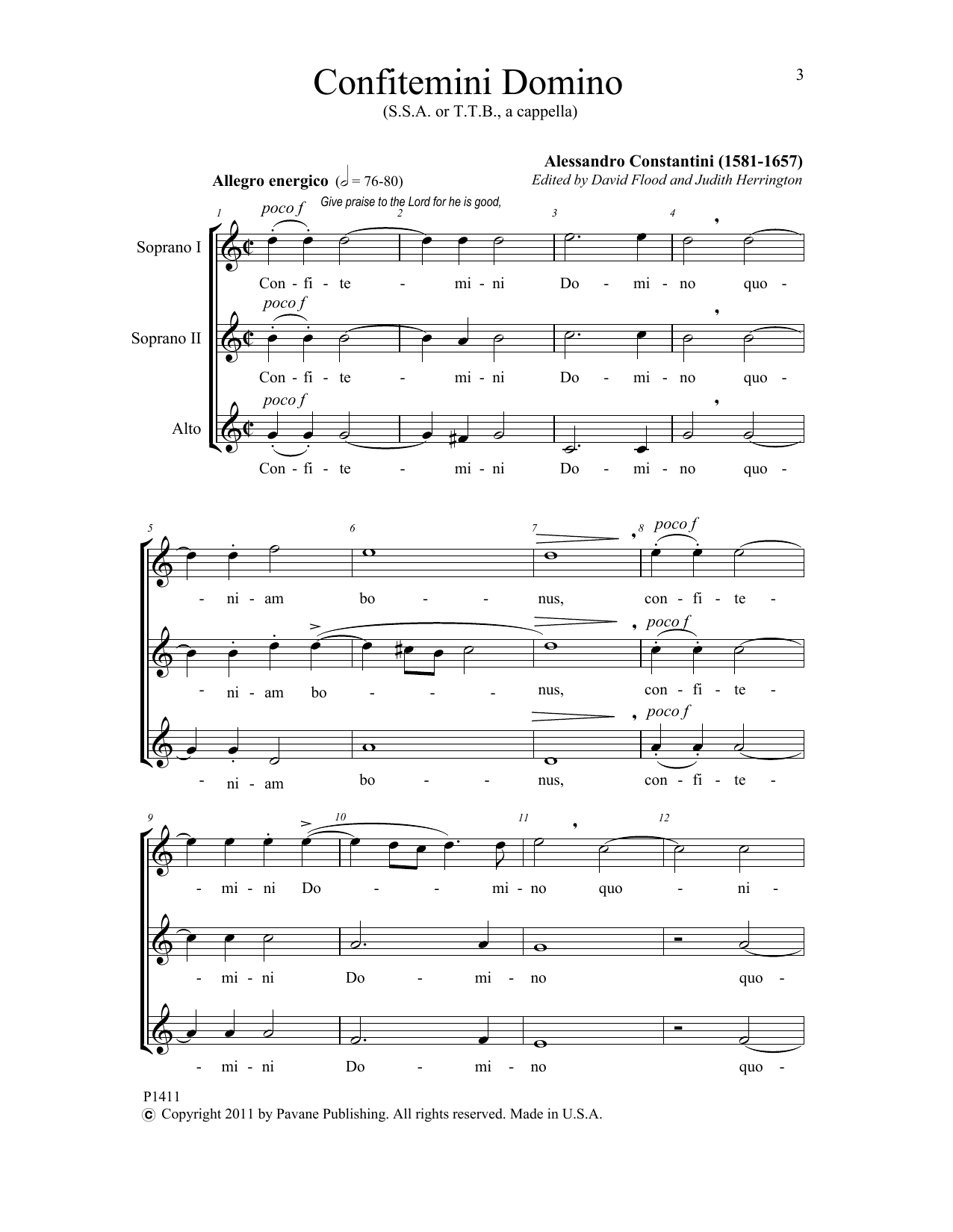 Download Judith Herrington Confitemini Domino Sheet Music and learn how to play SSA Choir PDF digital score in minutes