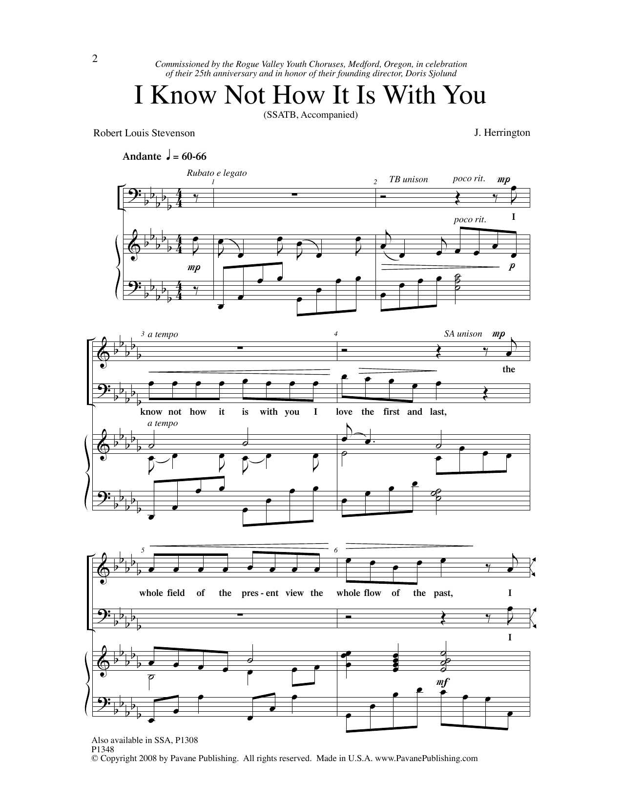 Download Judith Herrington I Know Not How It Is With You Sheet Music and learn how to play SATB Choir PDF digital score in minutes