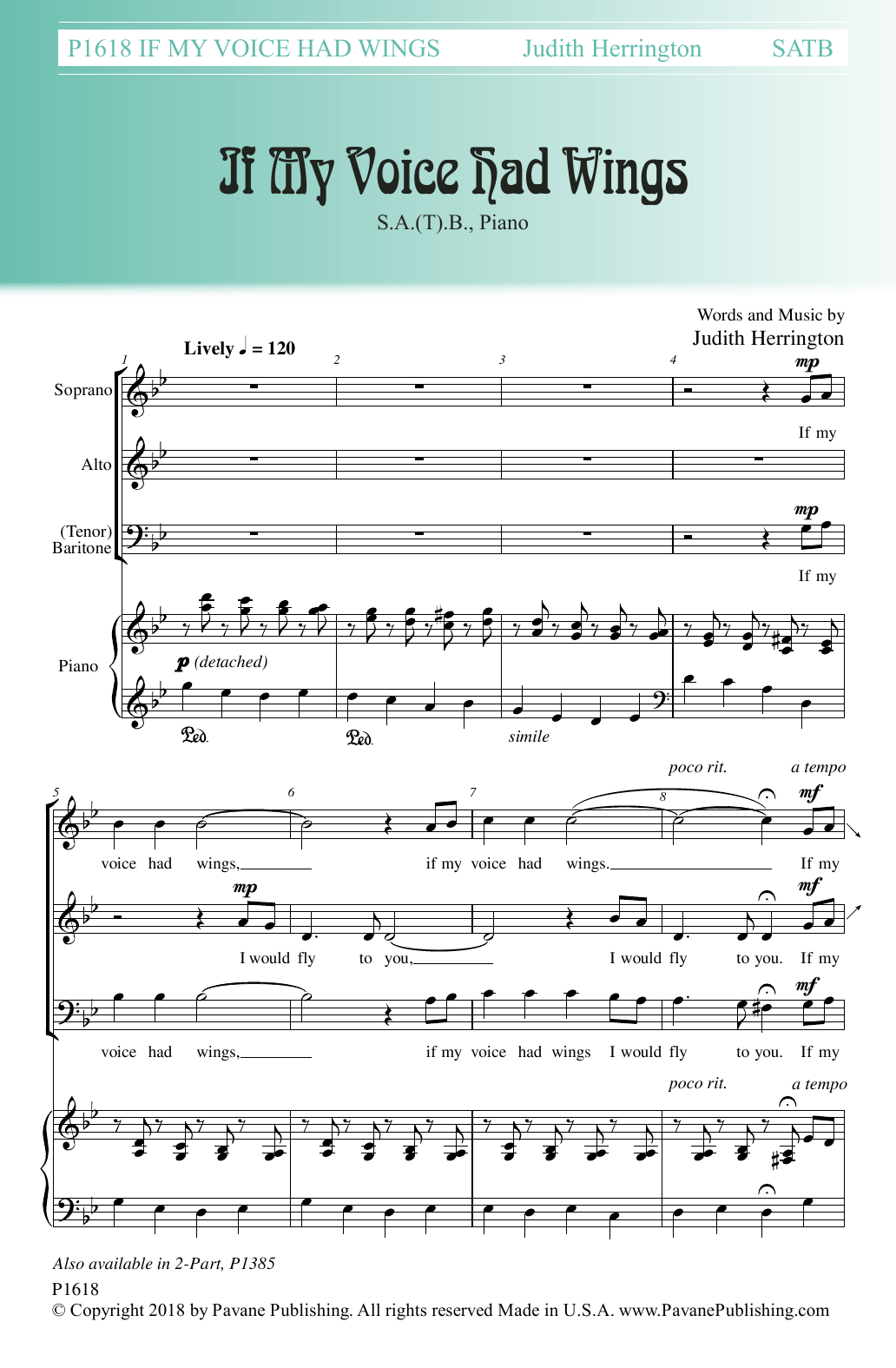 Download Judith Herrington If My Voice Had Wings Sheet Music and learn how to play 2-Part Choir PDF digital score in minutes