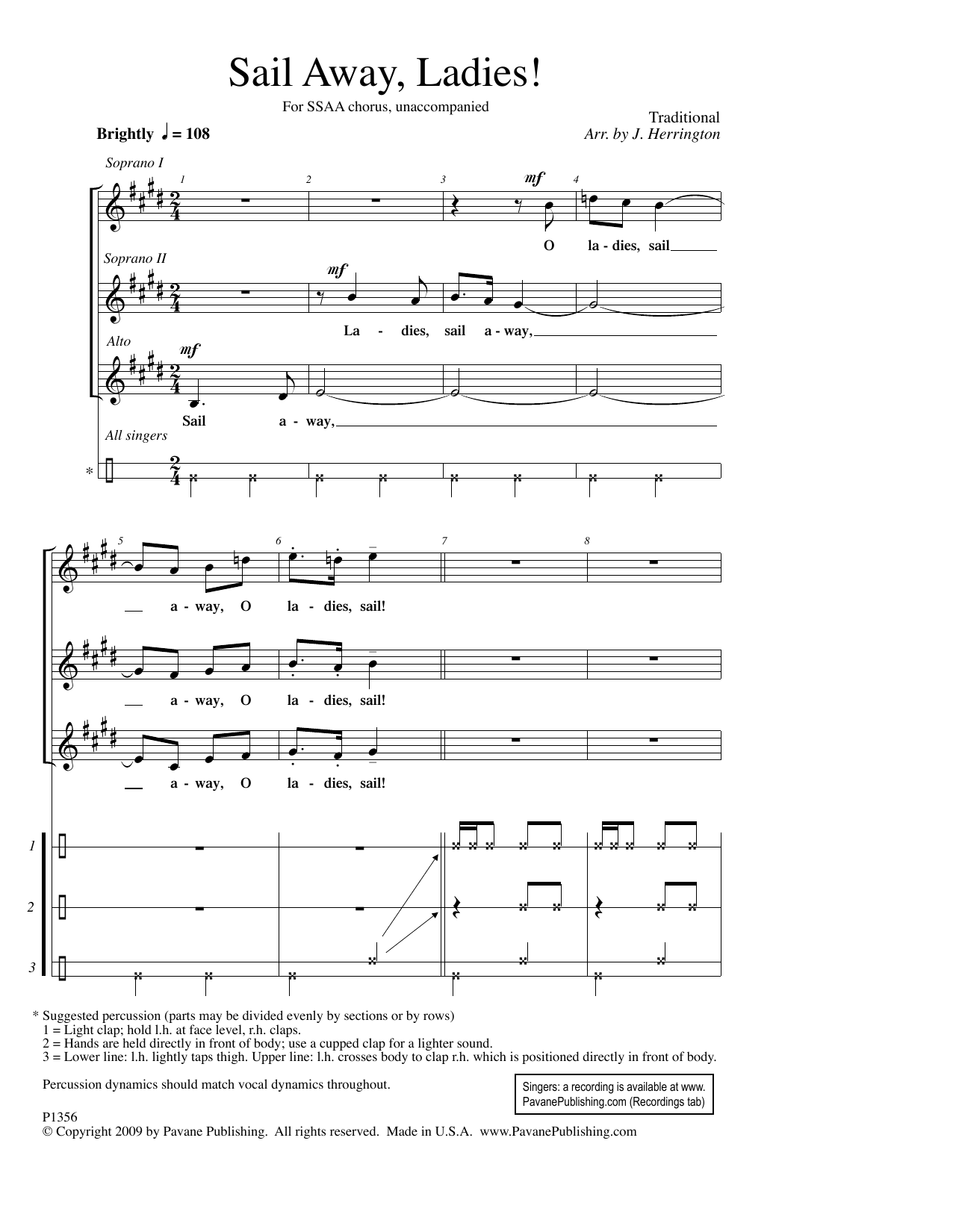 Download Judith Herrington Sail Away, Ladies! Sheet Music and learn how to play SSA Choir PDF digital score in minutes