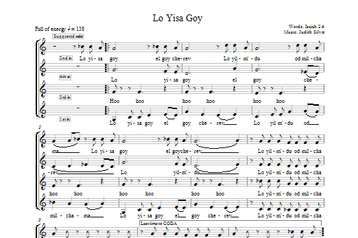 Download Judith Silver Lo Yisa Goy Sheet Music and learn how to play 4-Part PDF digital score in minutes