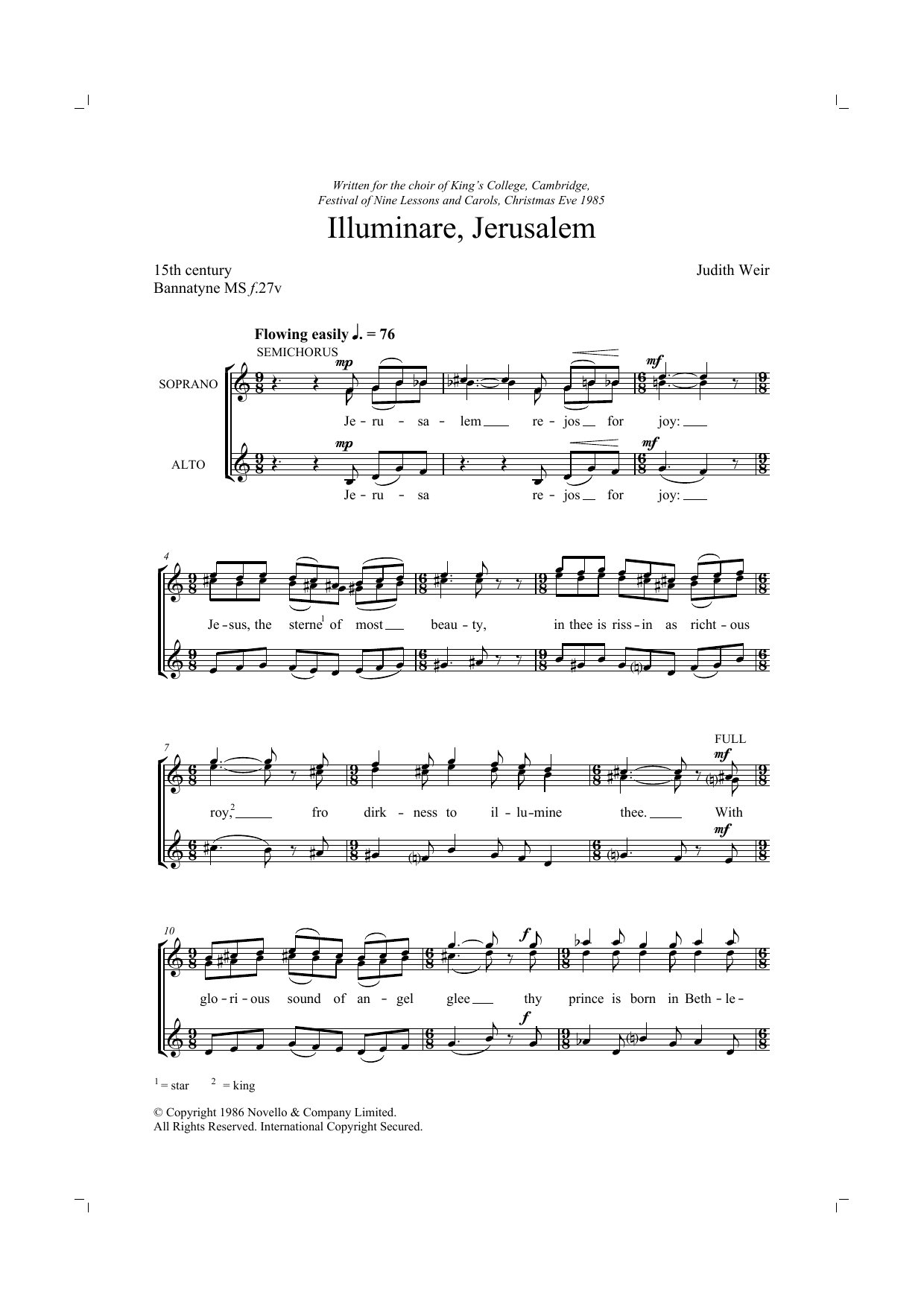 Download Judith Weir Illuminare Jerusalem Sheet Music and learn how to play Choir PDF digital score in minutes