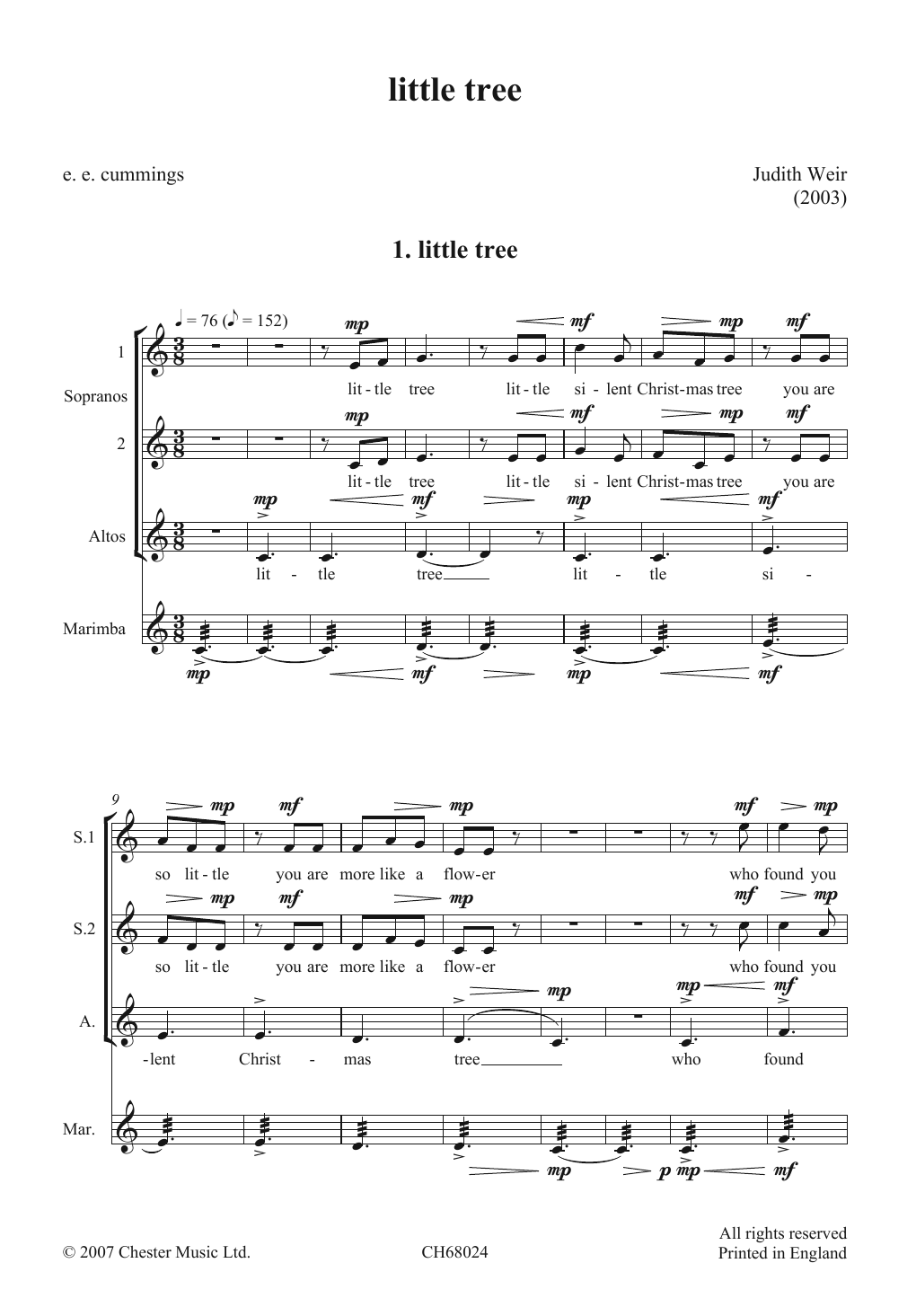 Download Judith Weir Little Tree Sheet Music and learn how to play Choir PDF digital score in minutes