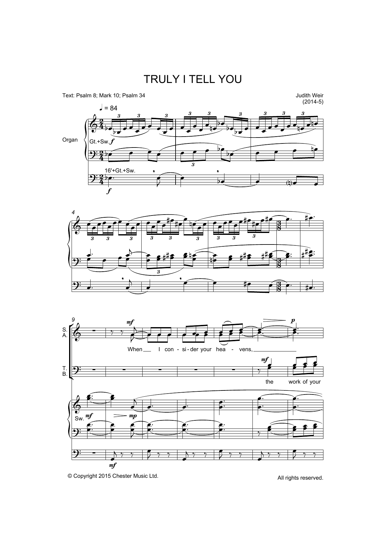 Download Judith Weir Truly I Tell You Sheet Music and learn how to play Piano, Vocal & Guitar PDF digital score in minutes