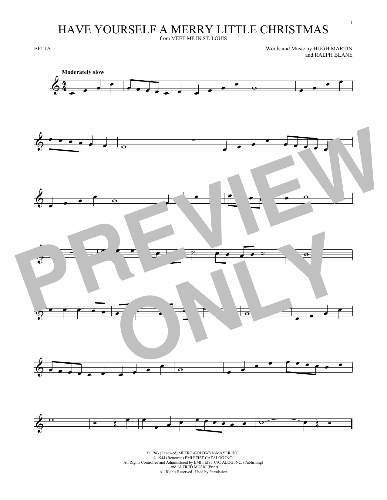 Download Judy Garland Have Yourself A Merry Little Christmas Sheet Music and learn how to play Bells Solo PDF digital score in minutes
