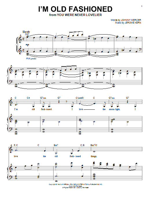 Download Judy Garland I'm Old Fashioned Sheet Music and learn how to play Piano & Vocal PDF digital score in minutes