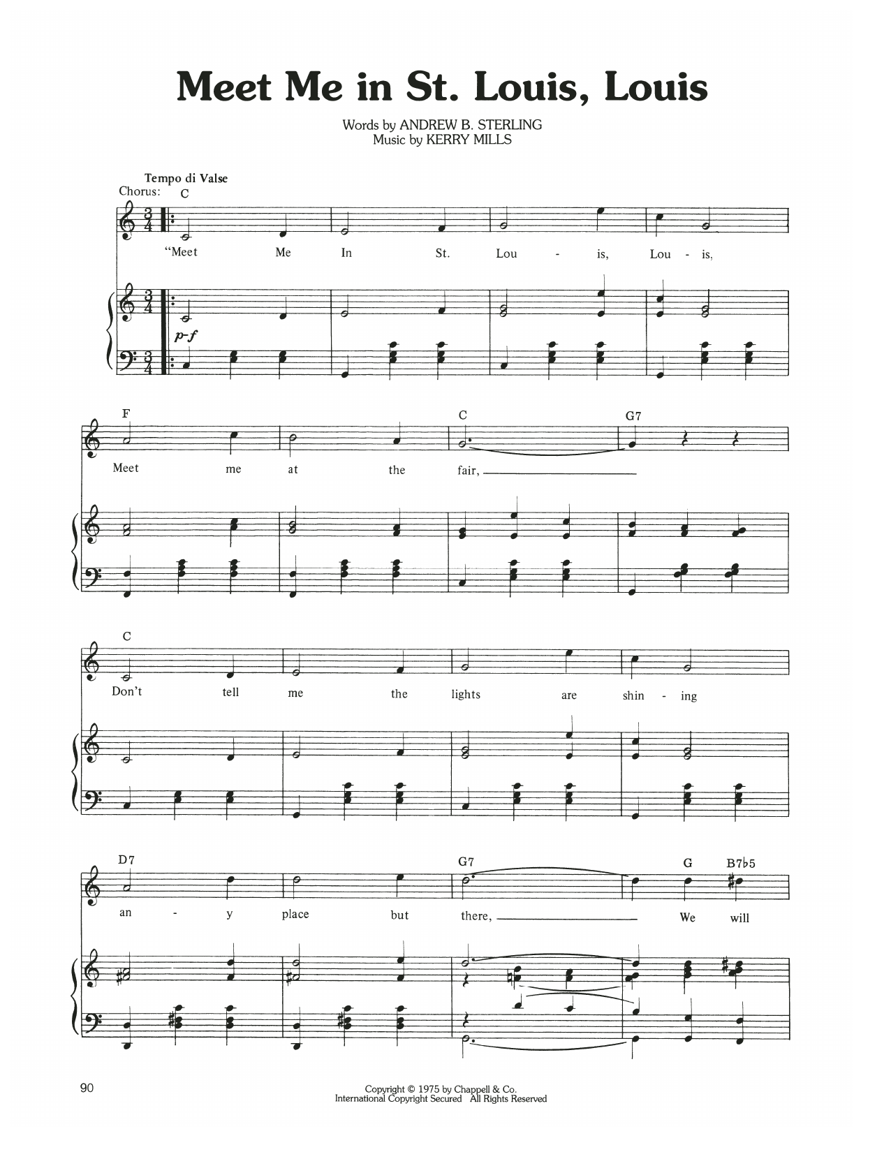 Download Judy Garland Meet Me In St. Louis, Louis Sheet Music and learn how to play Piano, Vocal & Guitar Chords (Right-Hand Melody) PDF digital score in minutes