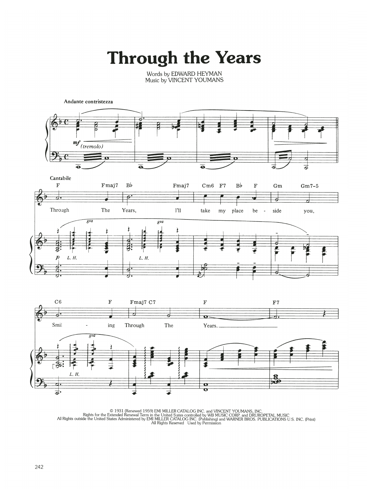 Download Judy Garland Through The Years Sheet Music and learn how to play Piano, Vocal & Guitar Chords (Right-Hand Melody) PDF digital score in minutes