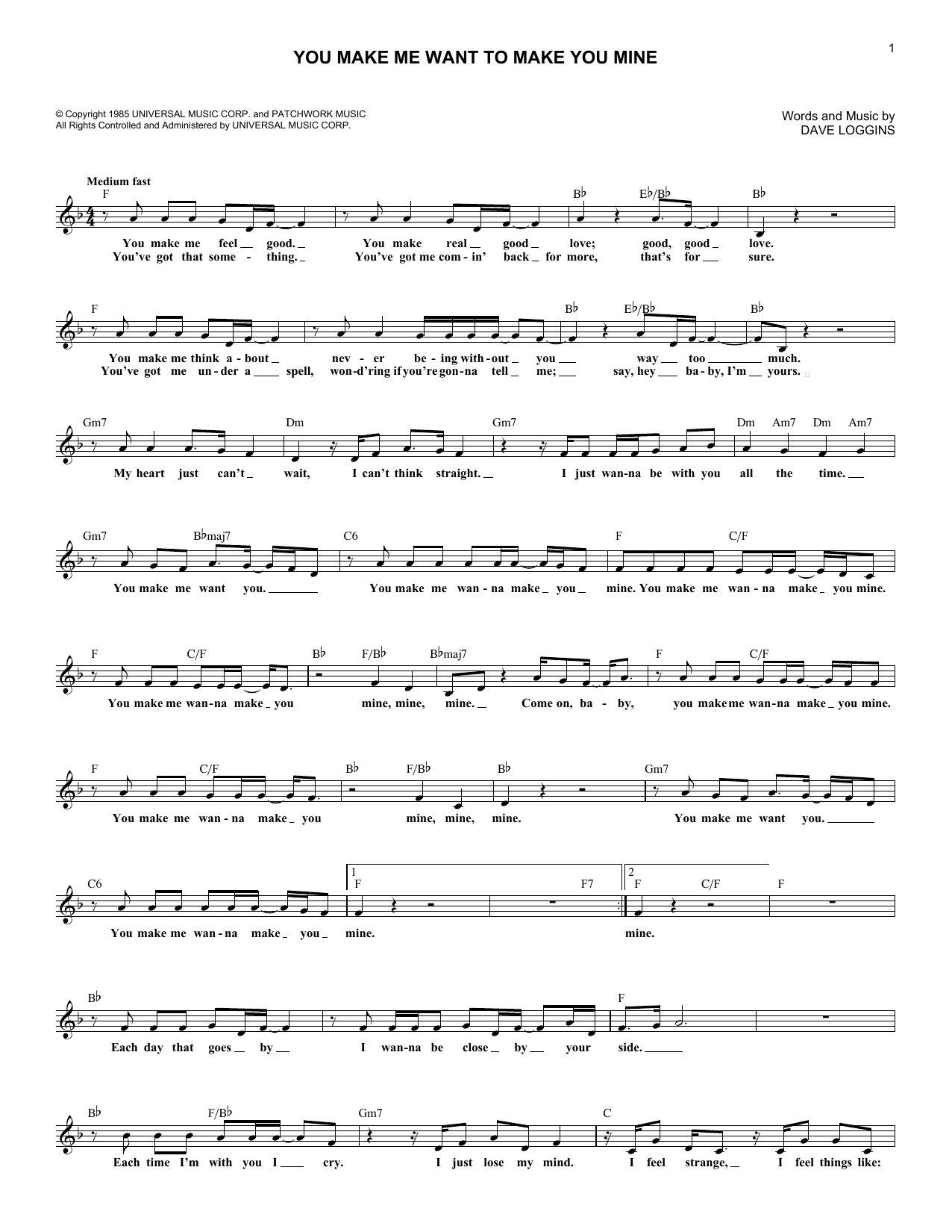 Download Juice Newton You Make Me Want To Make You Mine Sheet Music and learn how to play Melody Line, Lyrics & Chords PDF digital score in minutes