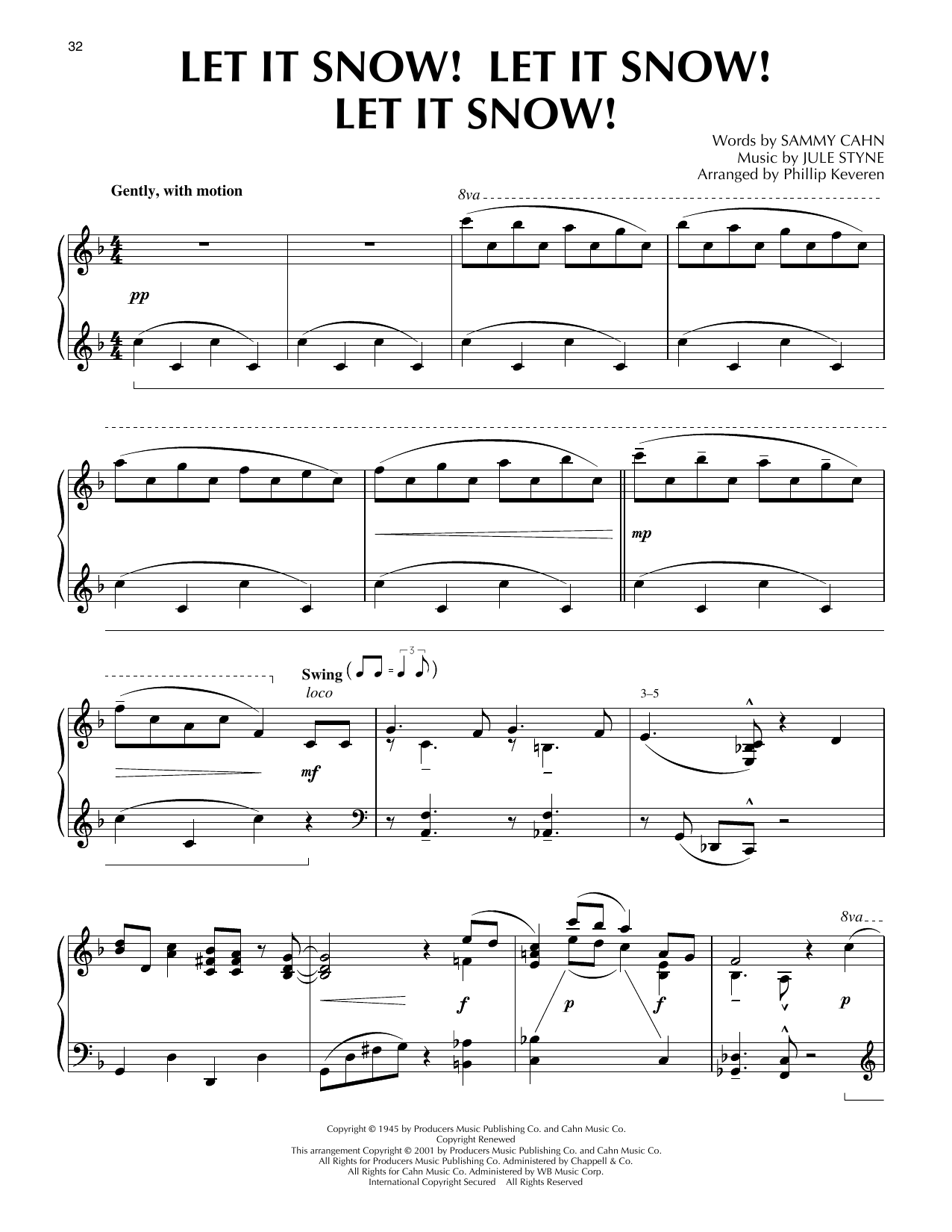 Download Jule Styne and Sammy Cahn Let It Snow! Let It Snow! Let It Snow! [Jazz version] (arr. Phillip Keveren) Sheet Music and learn how to play Piano Solo PDF digital score in minutes