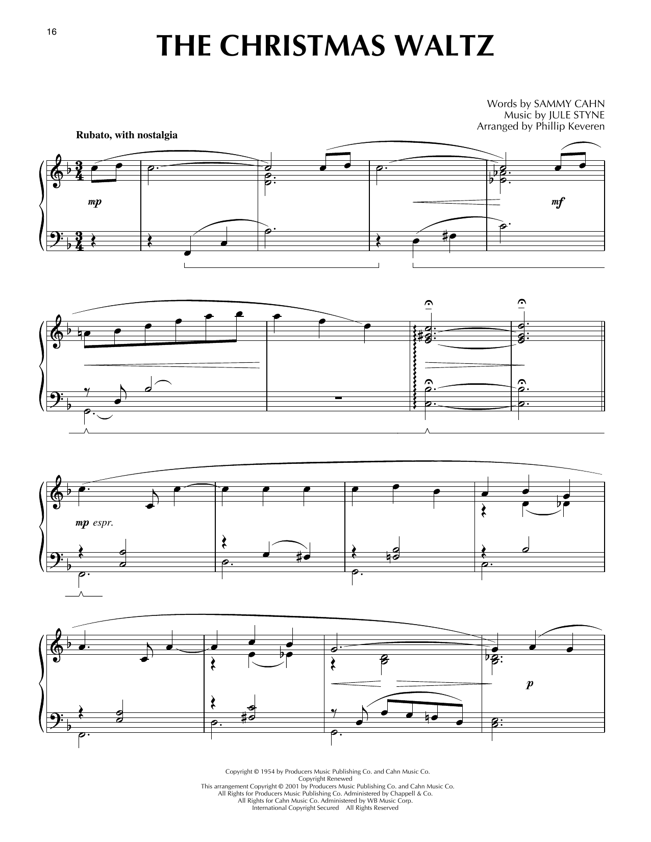 Download Jule Styne and Sammy Cahn The Christmas Waltz [Jazz version] (arr. Phillip Keveren) Sheet Music and learn how to play Piano Solo PDF digital score in minutes