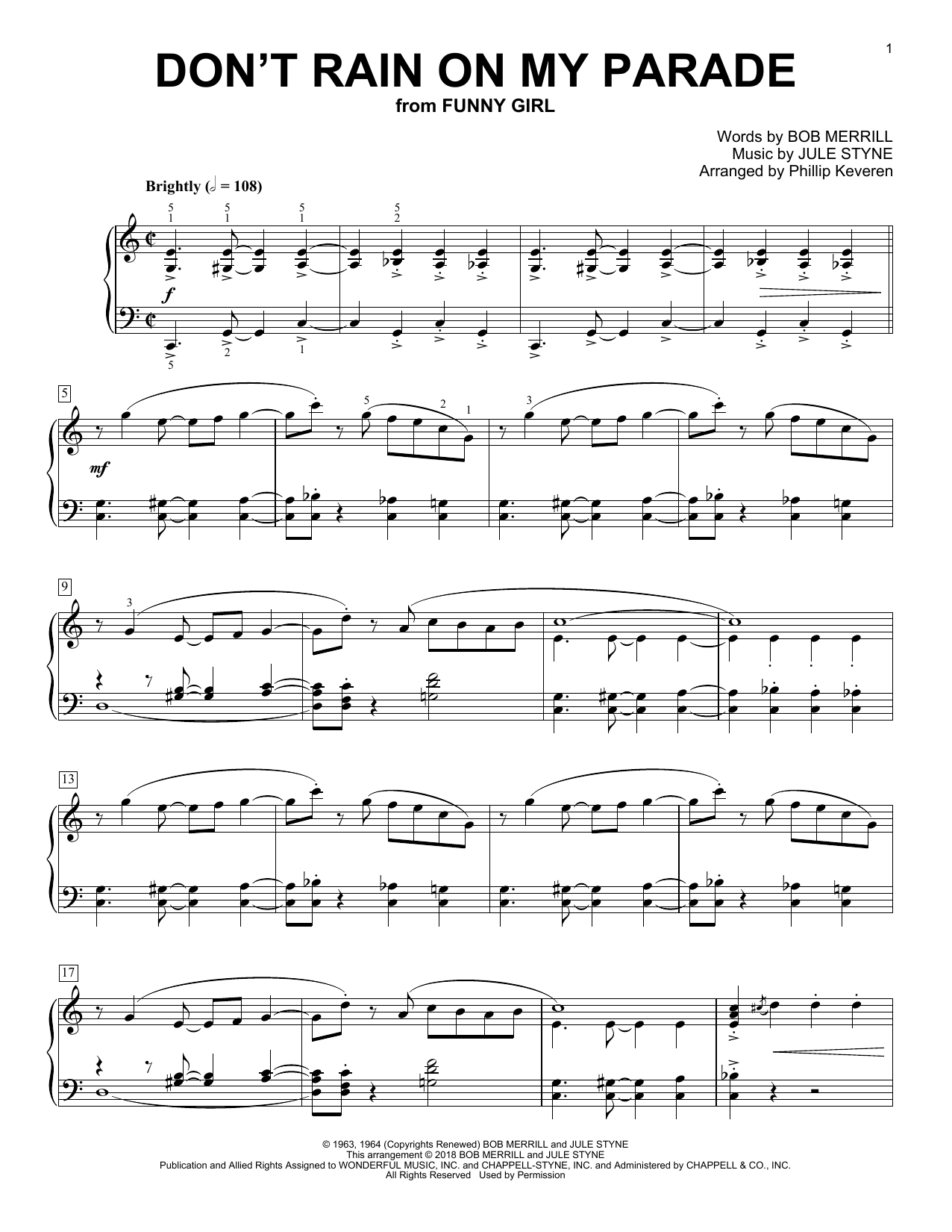 Download Phillip Keveren Don't Rain On My Parade Sheet Music and learn how to play Piano PDF digital score in minutes