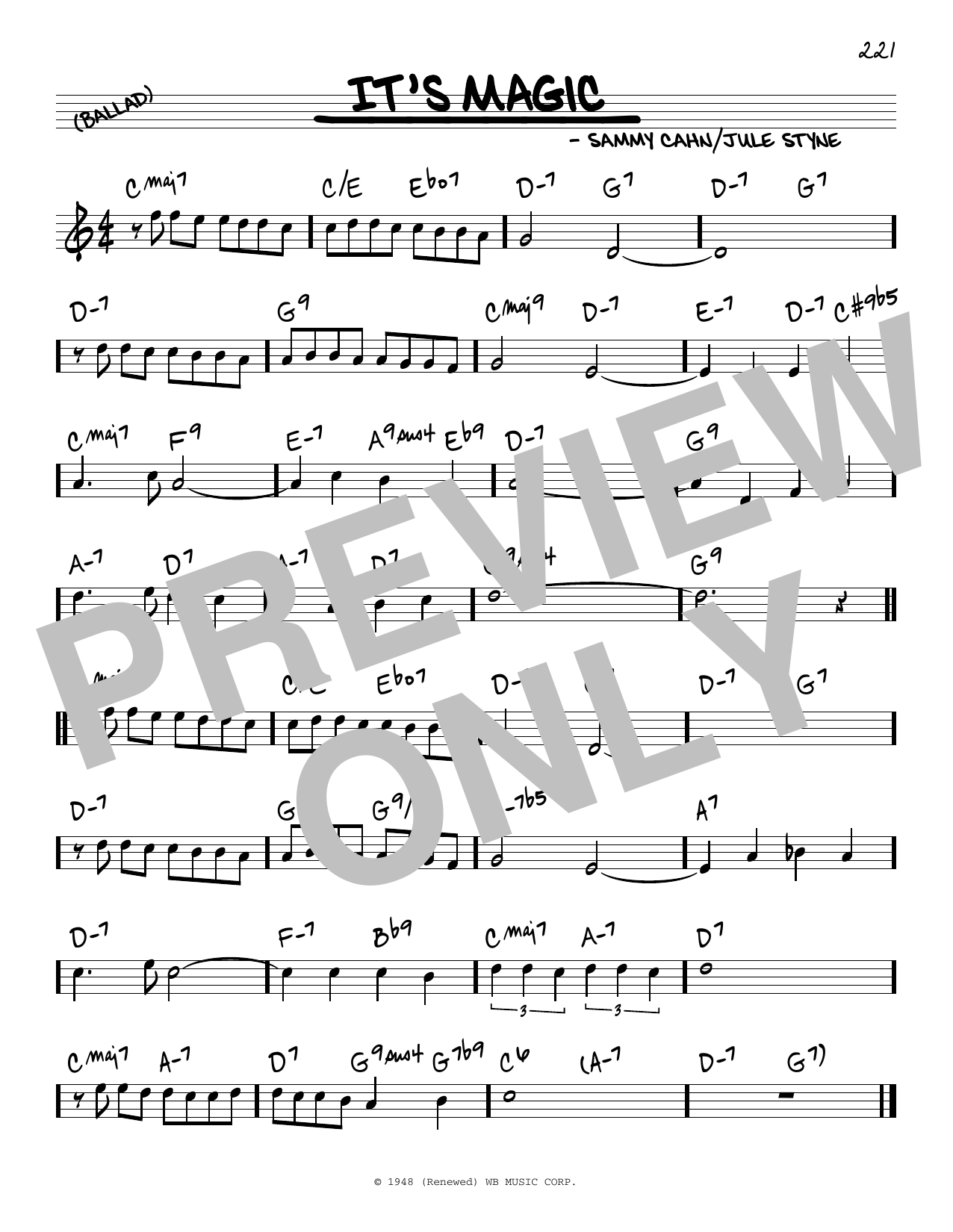 Download Jule Styne It's Magic Sheet Music and learn how to play Real Book – Melody & Chords PDF digital score in minutes